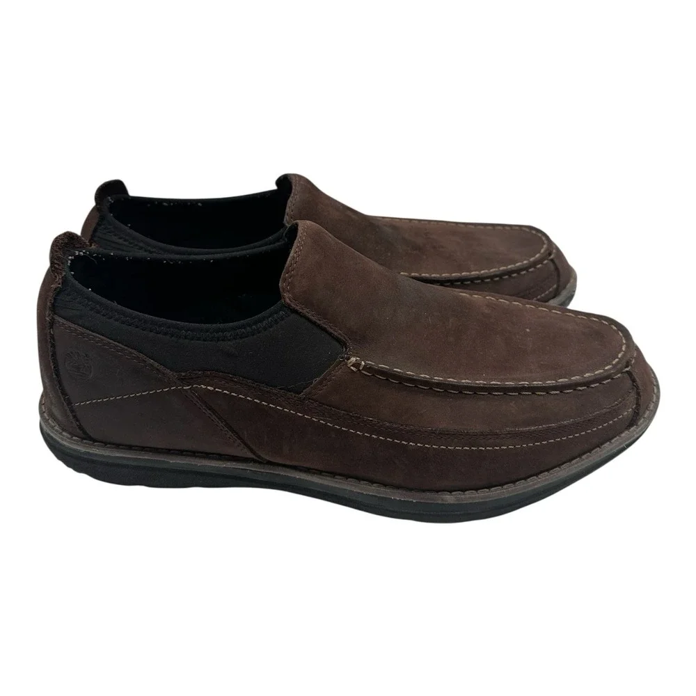 Timberland Shoes Men Sz 13 Brown Leather Slip On Loafers Anti-Fatigure Gripstick